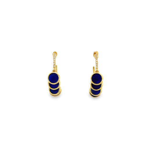 14K Lapis Disc Hoops