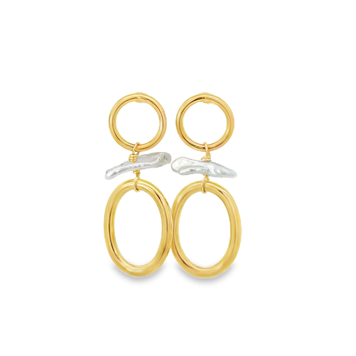 Modern Pearl Hoops