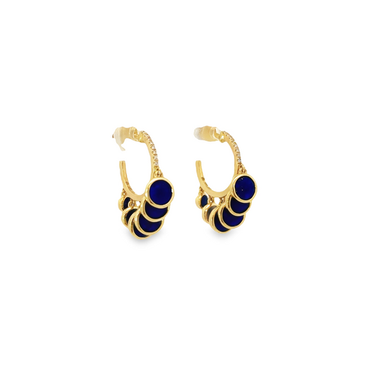 14K Lapis Disc Hoops