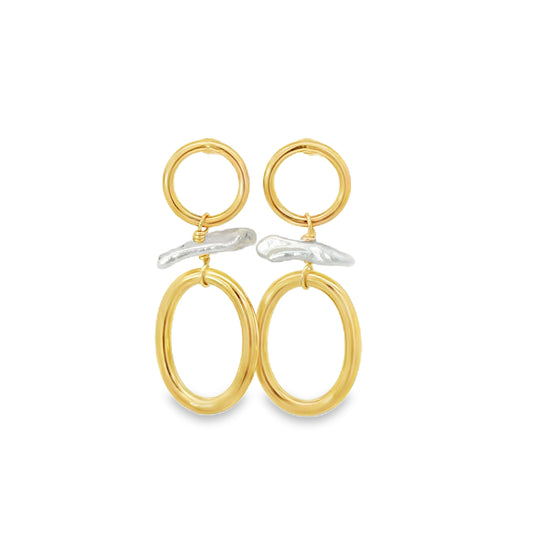 Modern Pearl Hoops