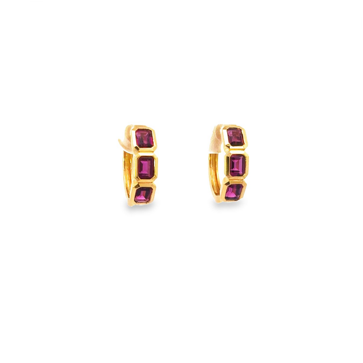14K Rhodolite Garnet Huggies