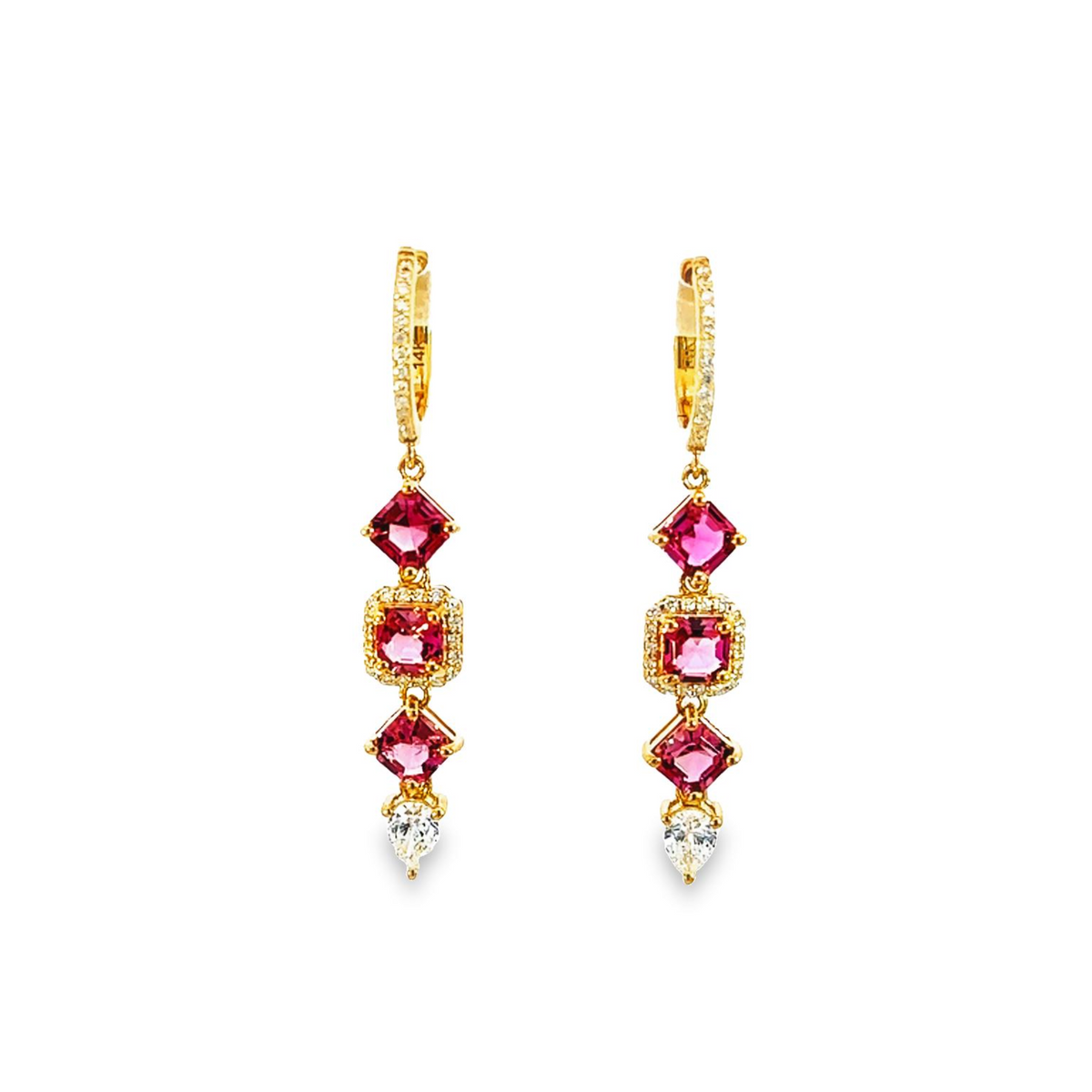 14K Pink Tourmaline Drop