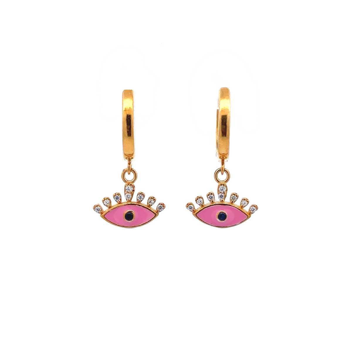 Pink Enamel Eye Huggies