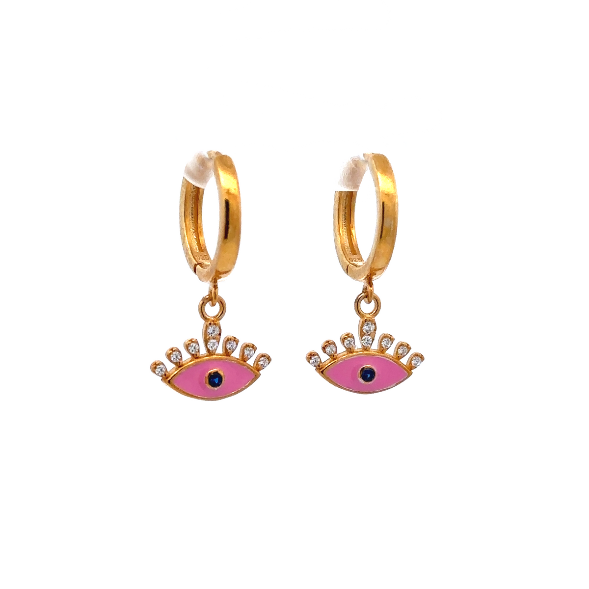 Pink Enamel Eye Huggies