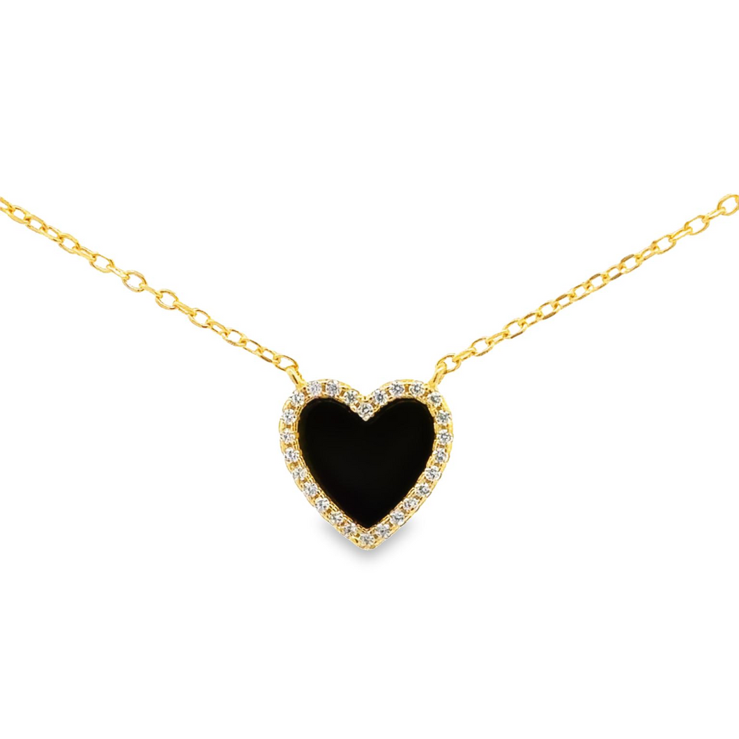 CZ Black Enamel Heart