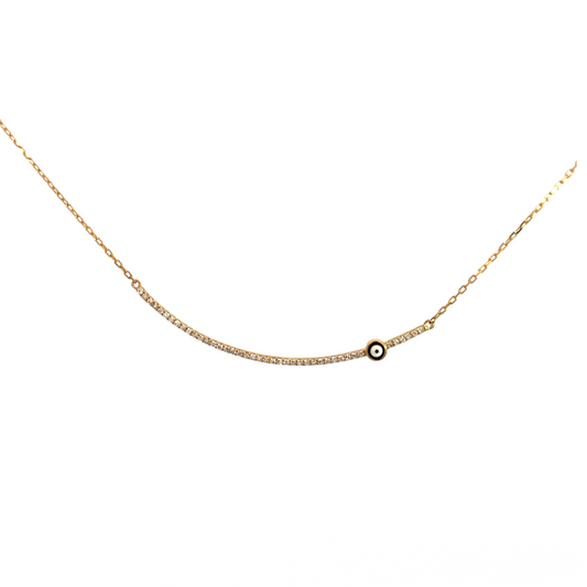 14K Evil Eye Diamond Bar